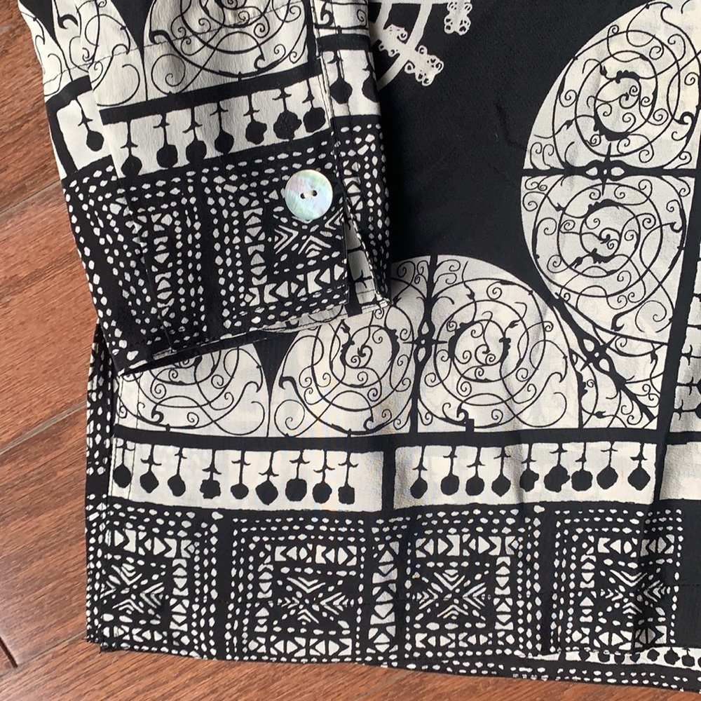 Stonebridge Vintage Silk Longline Asian Inspired Button Down Top Size Medium - Picture 2 of 10